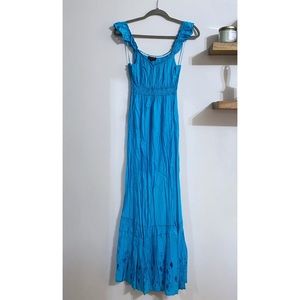 Aztec Rose Peasant Maxi Dress with Eyelet Details